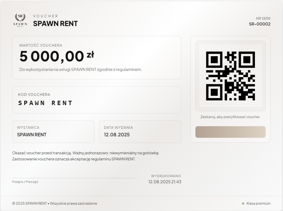 Voucher SPAWN RENT